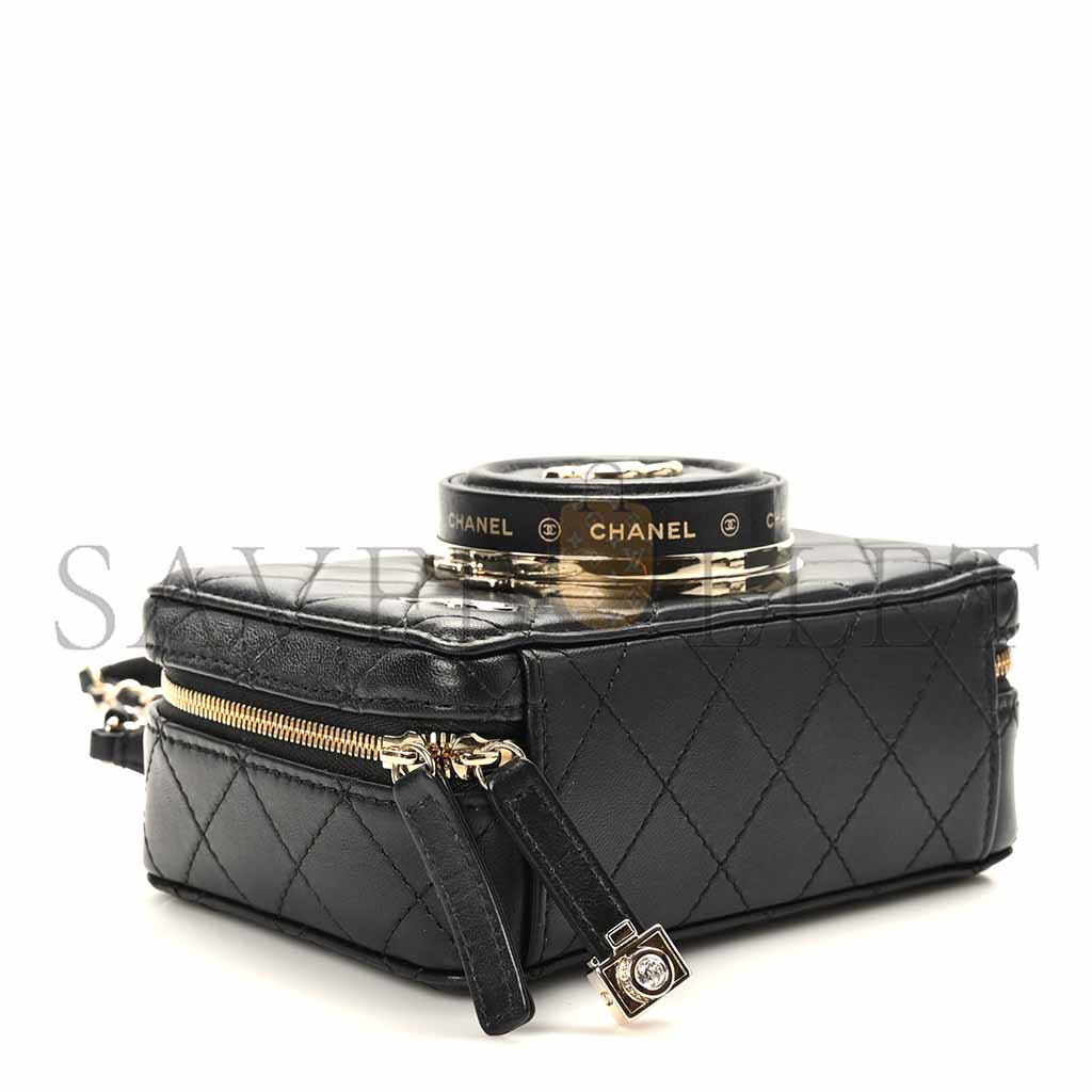 Ch*el lambskin quilted coco click bag black as4817 (16*11.5*6cm)